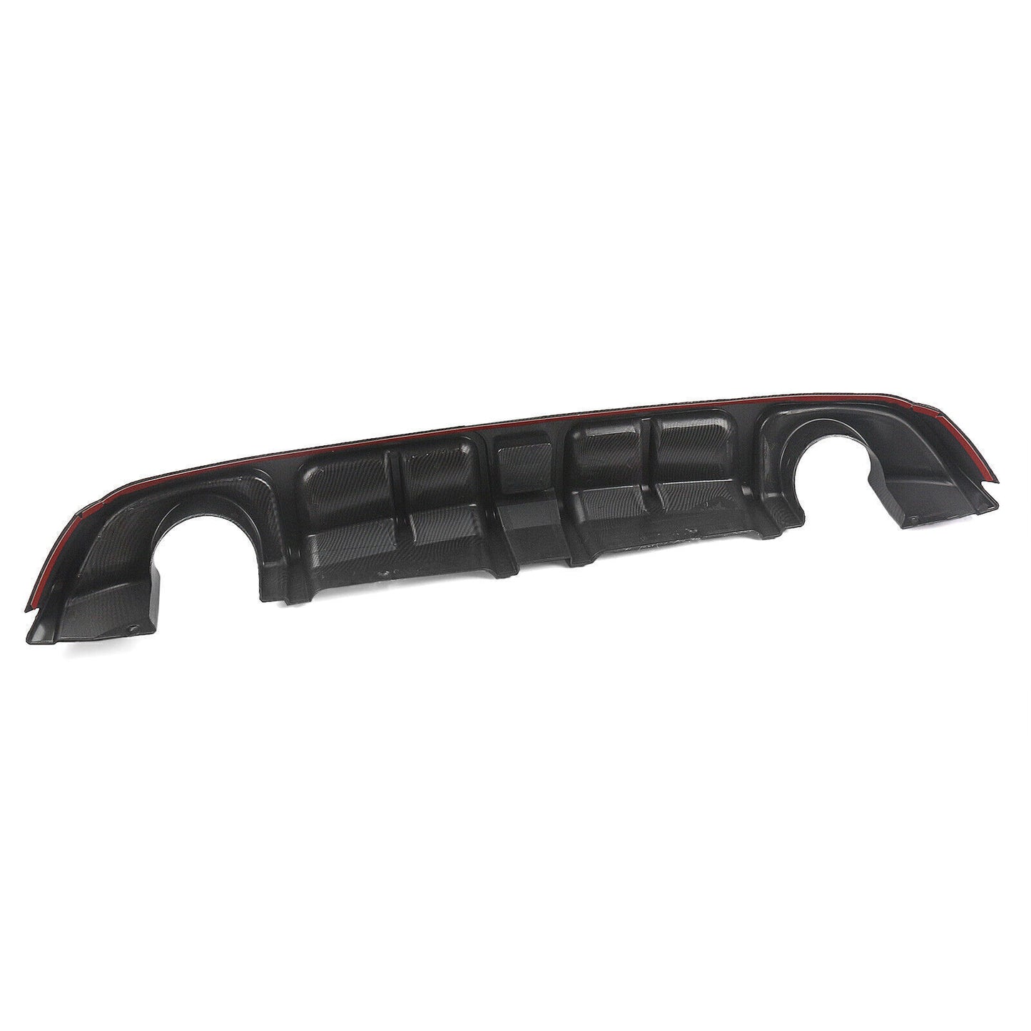 fits Infiniti Q60 2017-22 ABS Rear Bumper Diffuser Lip With LED Light Carbon Look