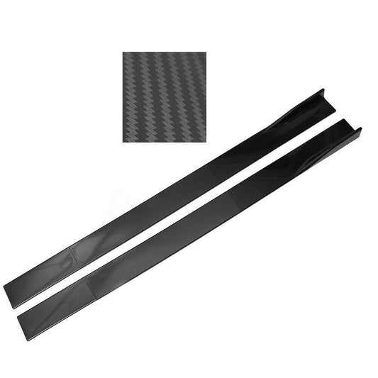 Black Carbon Fiber 2M Universal Side Skirt Extension Rocker Panel Cover Lip