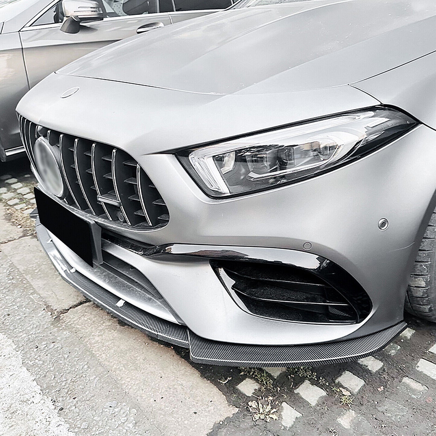 Front Spoiler Splitter Lip fits Benz A Class A45 A45S 2019-2023 Carbon Style