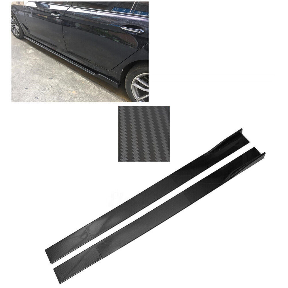 Black Carbon Fiber 2M Universal Side Skirt Extension Rocker Panel Cover Lip