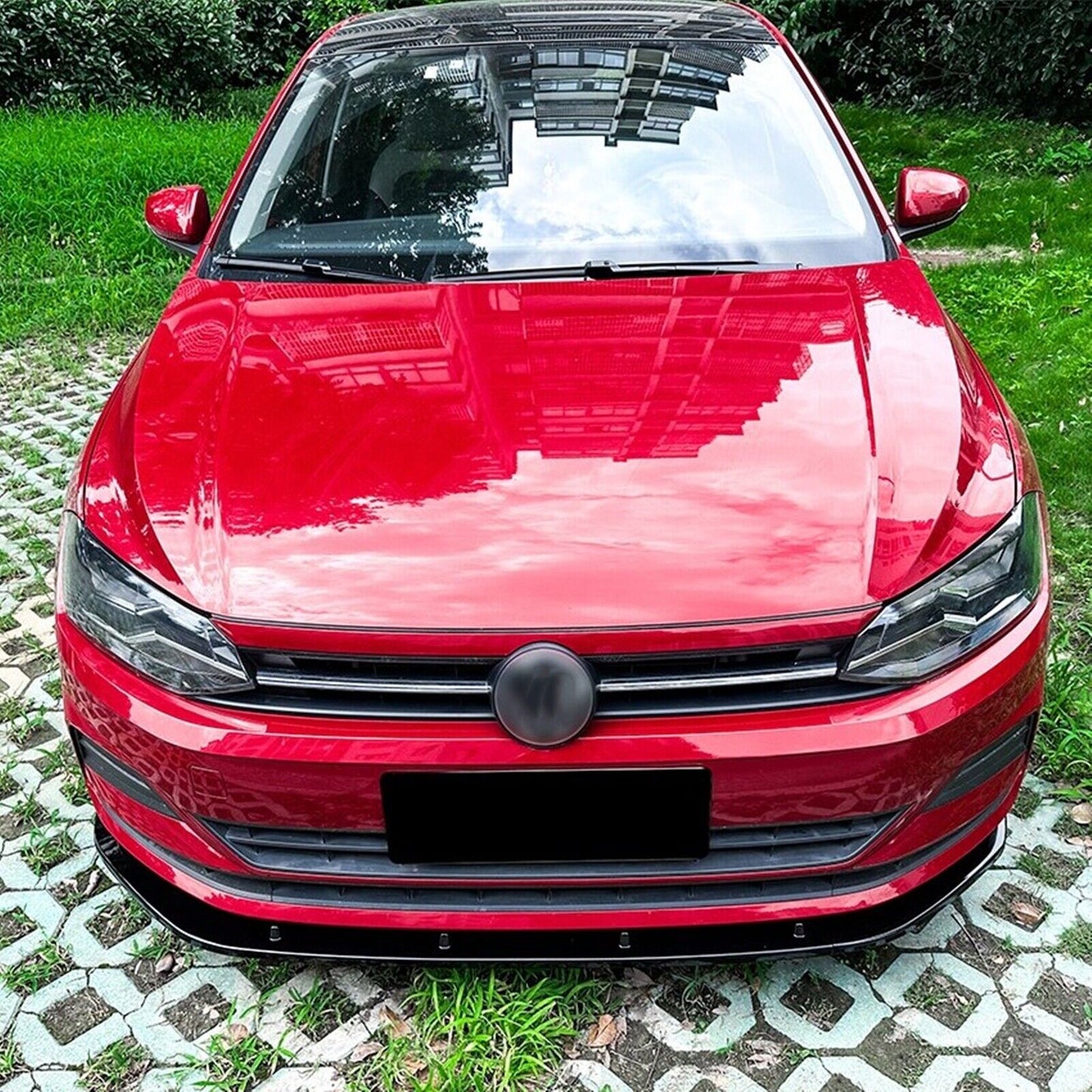 Gloss Black Front Bumper Spoiler Lip fits VW Polo MK6 GTI 19-22 Hatchback 5 Door