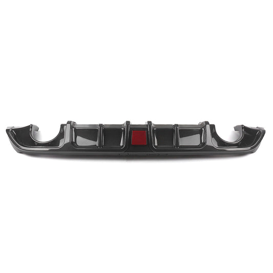 fits Infiniti Q60 2017-22 ABS Rear Bumper Diffuser Lip With LED Light Carbon Look