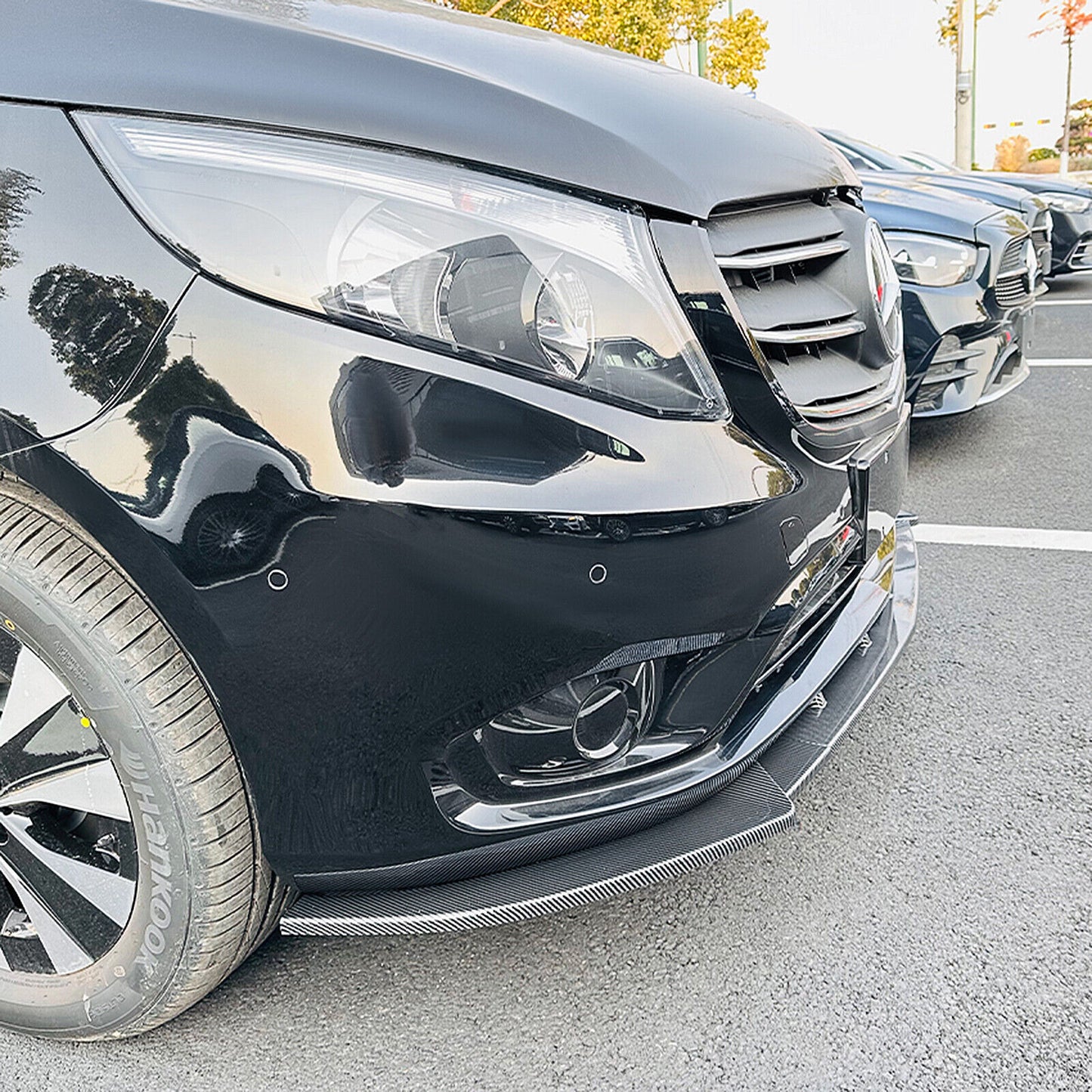 Front Bumper Spoiler Lip Bodykit fits Benz V Class W447 2016-2024 Carbon Look