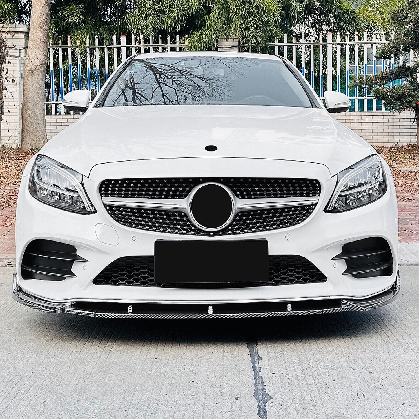 Carbon Style Front Spoiler Splitter Lip fits Mercedes Benz C Class W205 2019-2021