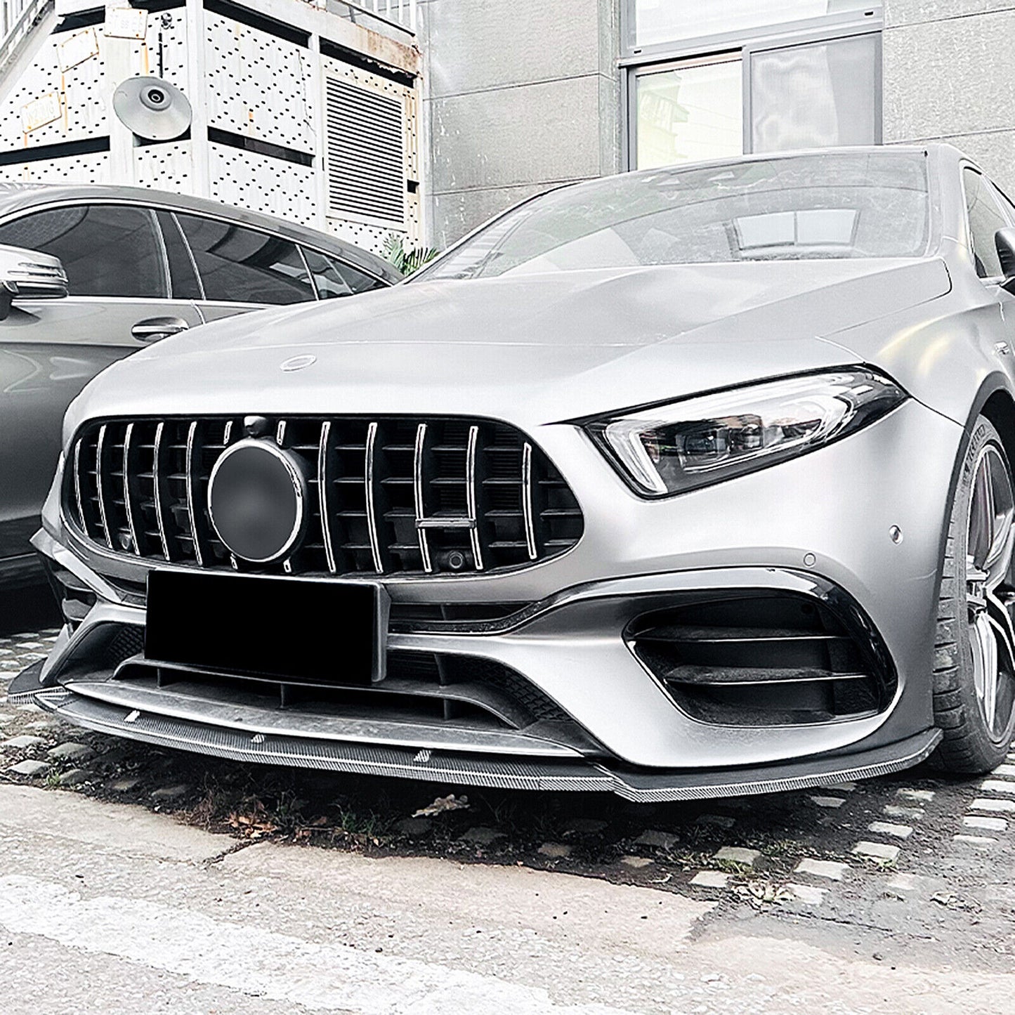 Front Spoiler Splitter Lip fits Benz A Class A45 A45S 2019-2023 Carbon Style