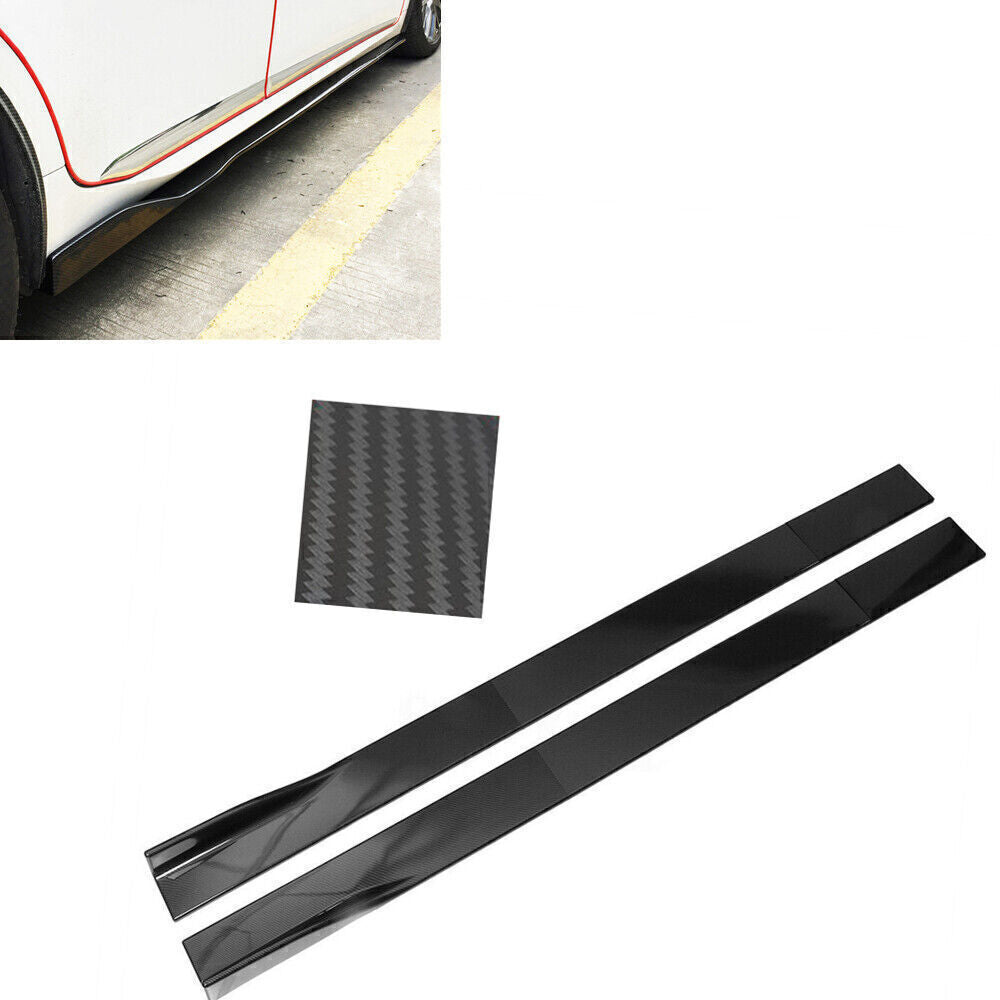 Black Carbon Fiber 2M Universal Side Skirt Extension Rocker Panel Cover Lip