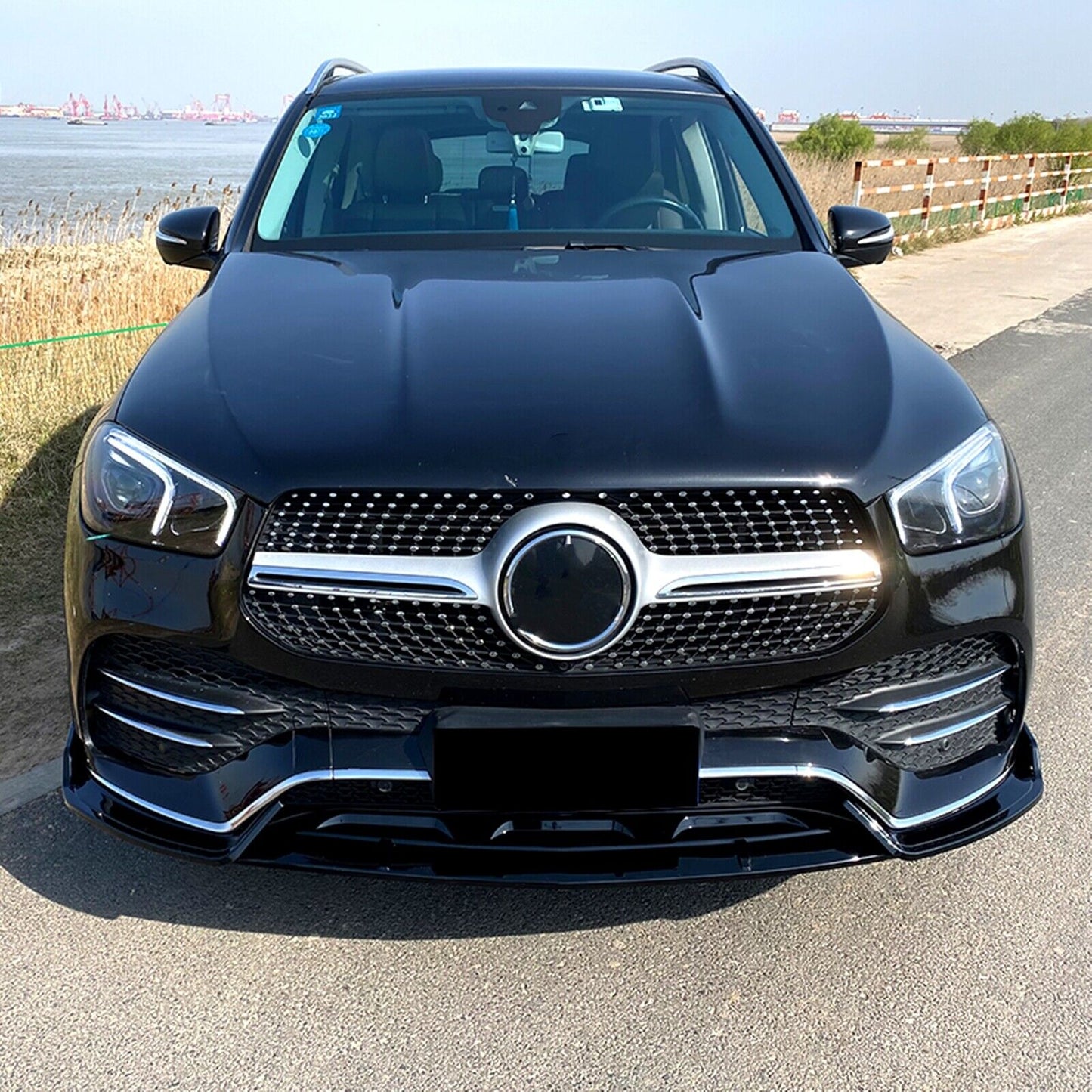 Front Bumper Spoiler Lip fits Mercedes Benz GLE Class W167 C167 20-23 Gloss Black