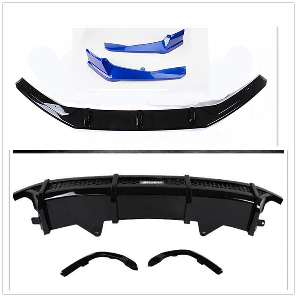 Front Bumper Spoiler Lip + Rear Tail Trunk Wing fits 10th Honda Accord Blue