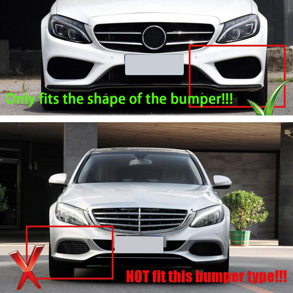 Black Front Bumper Spoiler Splitter Lip Fit fits Benz C-Class W205 Sport 2015-18