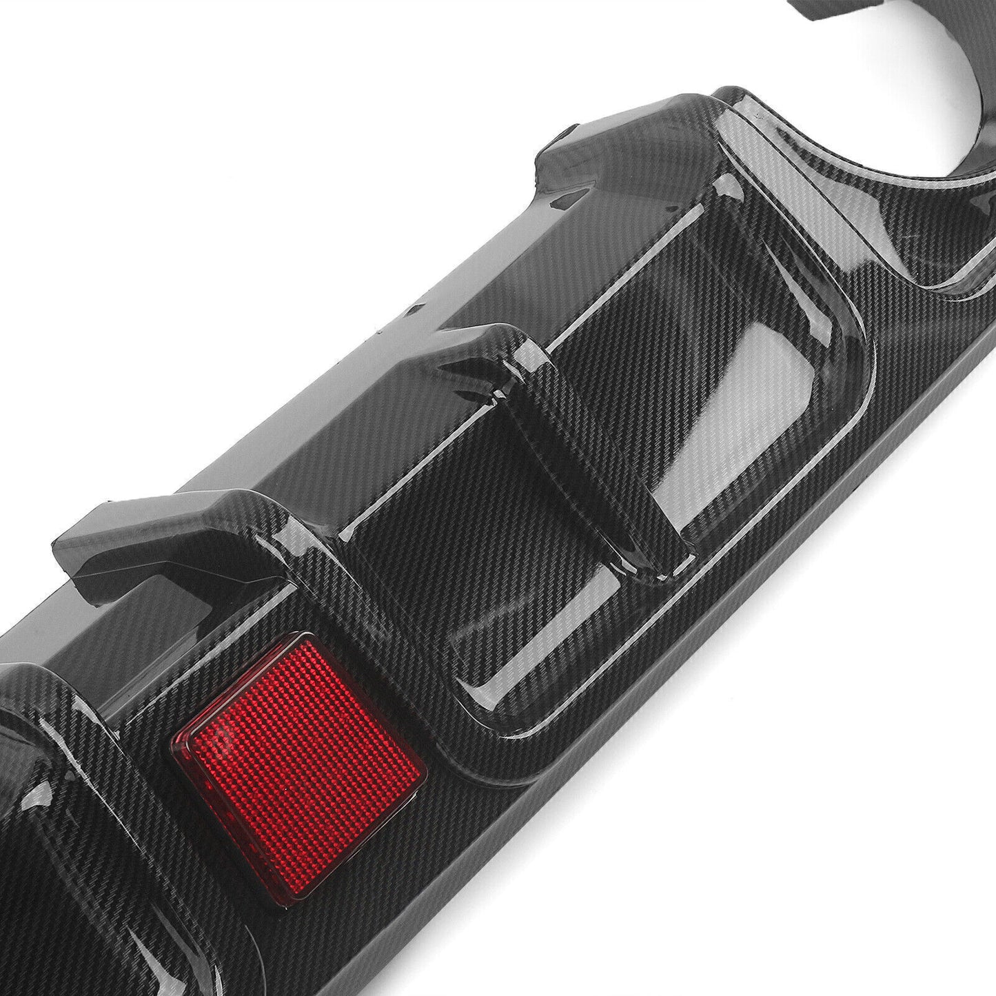 fits Infiniti Q60 2017-22 ABS Rear Bumper Diffuser Lip With LED Light Carbon Look