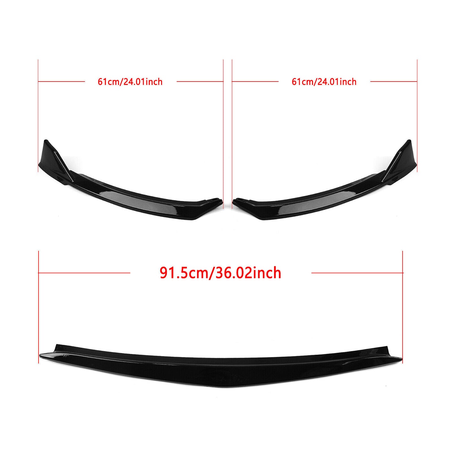 3Pcs Front Bumper Spoiler Splitter Fit fits Toyota GR86 2022-2023 Gloss Black