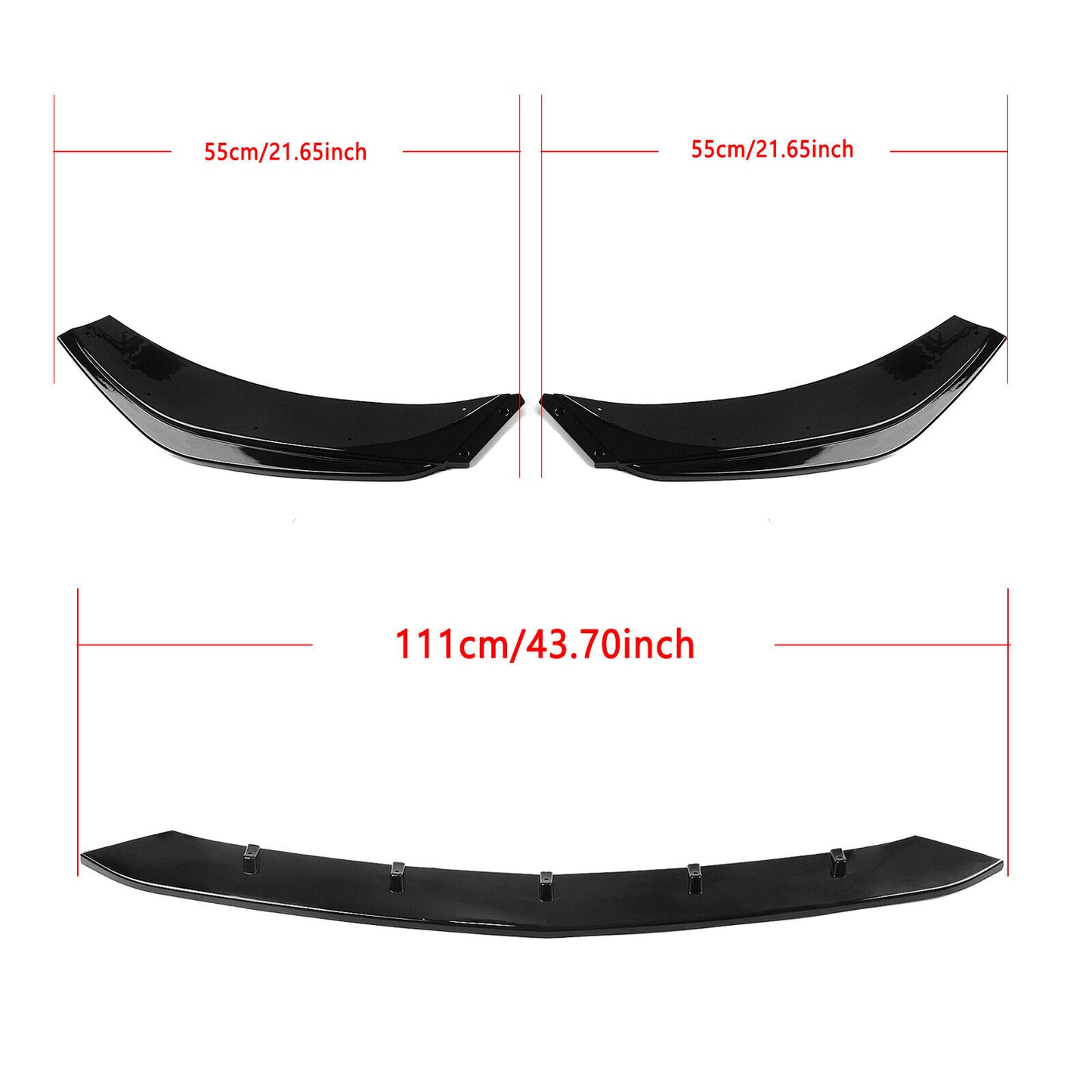 3x Front Bumper Spoiler Lip Fit fits Benz C Class W206 S206 C43 AMG 2022-24 Black