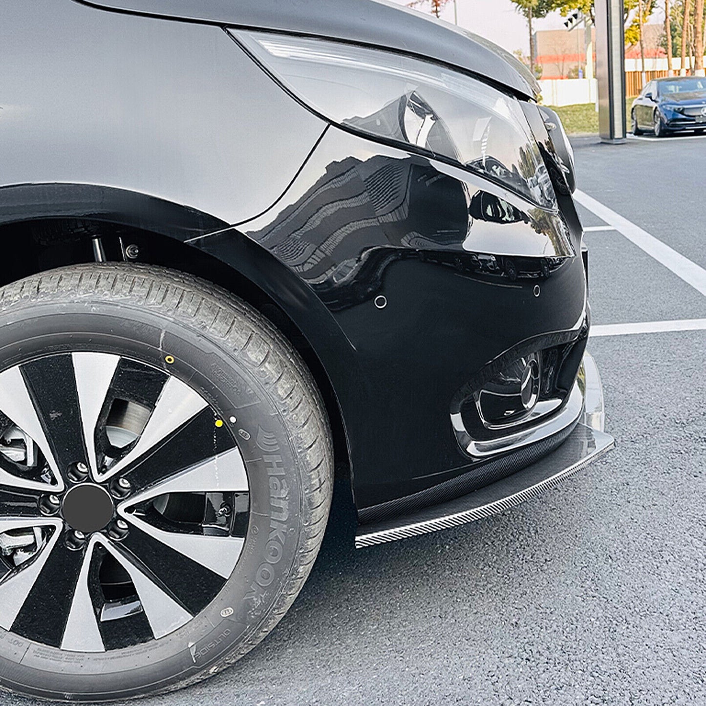 Front Bumper Spoiler Lip Bodykit fits Benz V Class W447 2016-2024 Carbon Look