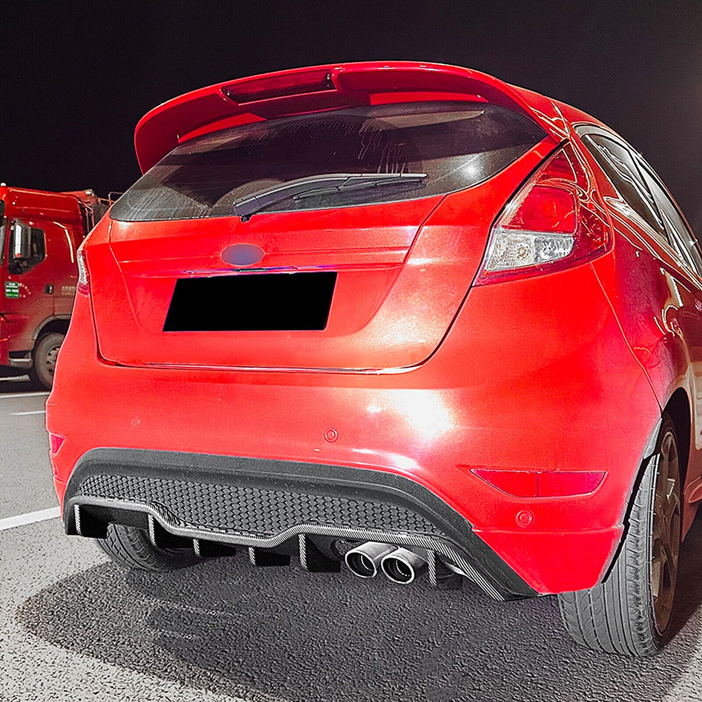 Carbon Look Rear Bumper Diffuser Lip Spoiler Kit fits fitsd Fiesta ST MK6 2012-17