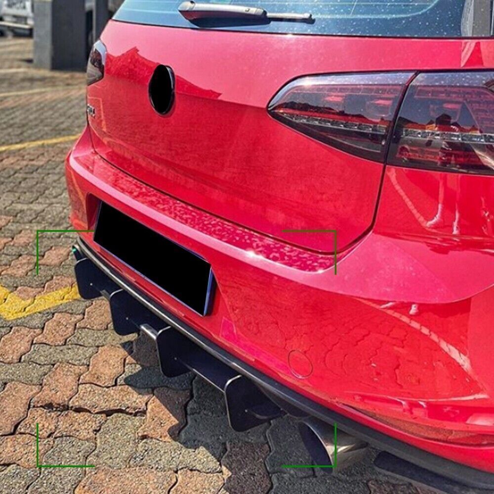 fits Volkswagen Golf MK7 GTI Rear Black Bumper Diffuser Shark 3 Fins Spoiler Lip