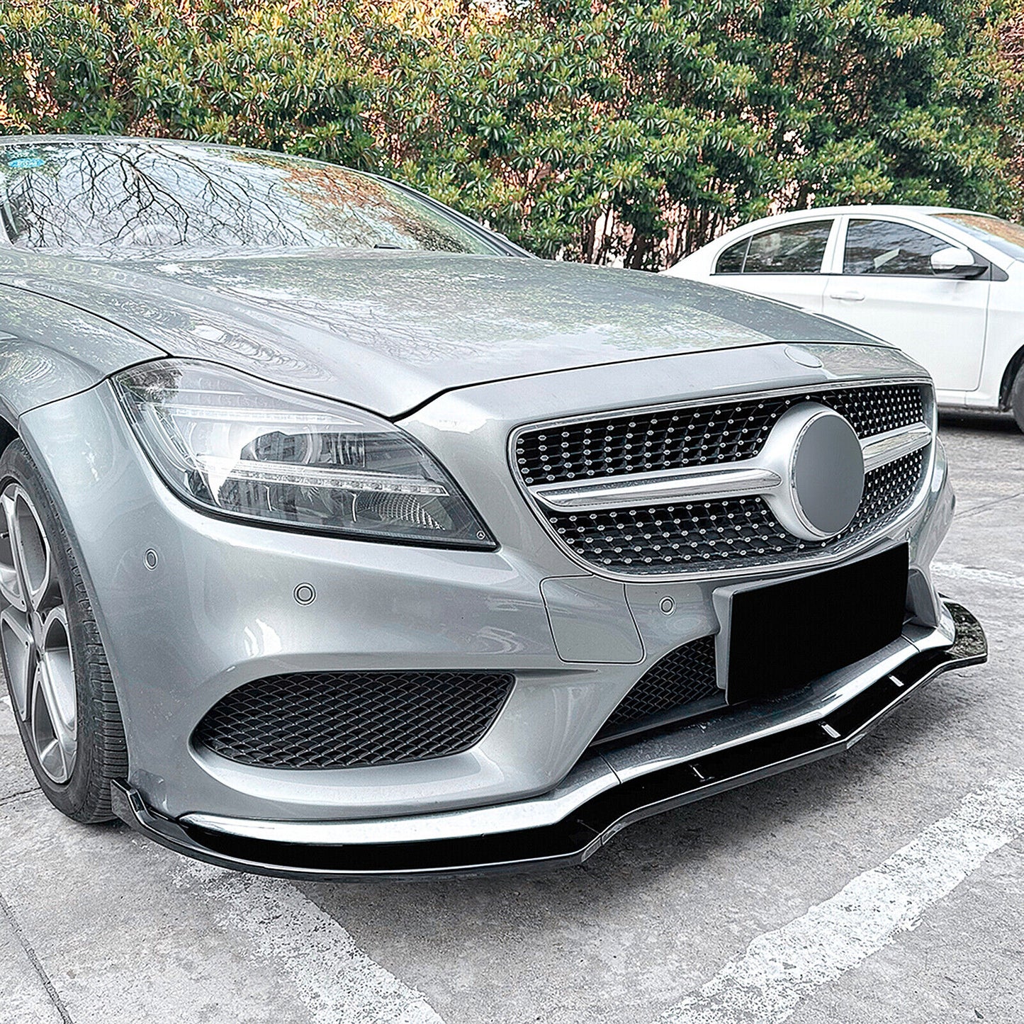 Front Bumper Spoiler Lip fits Benz CLS Class C218 X218 CLS550 14-17 Gloss Black