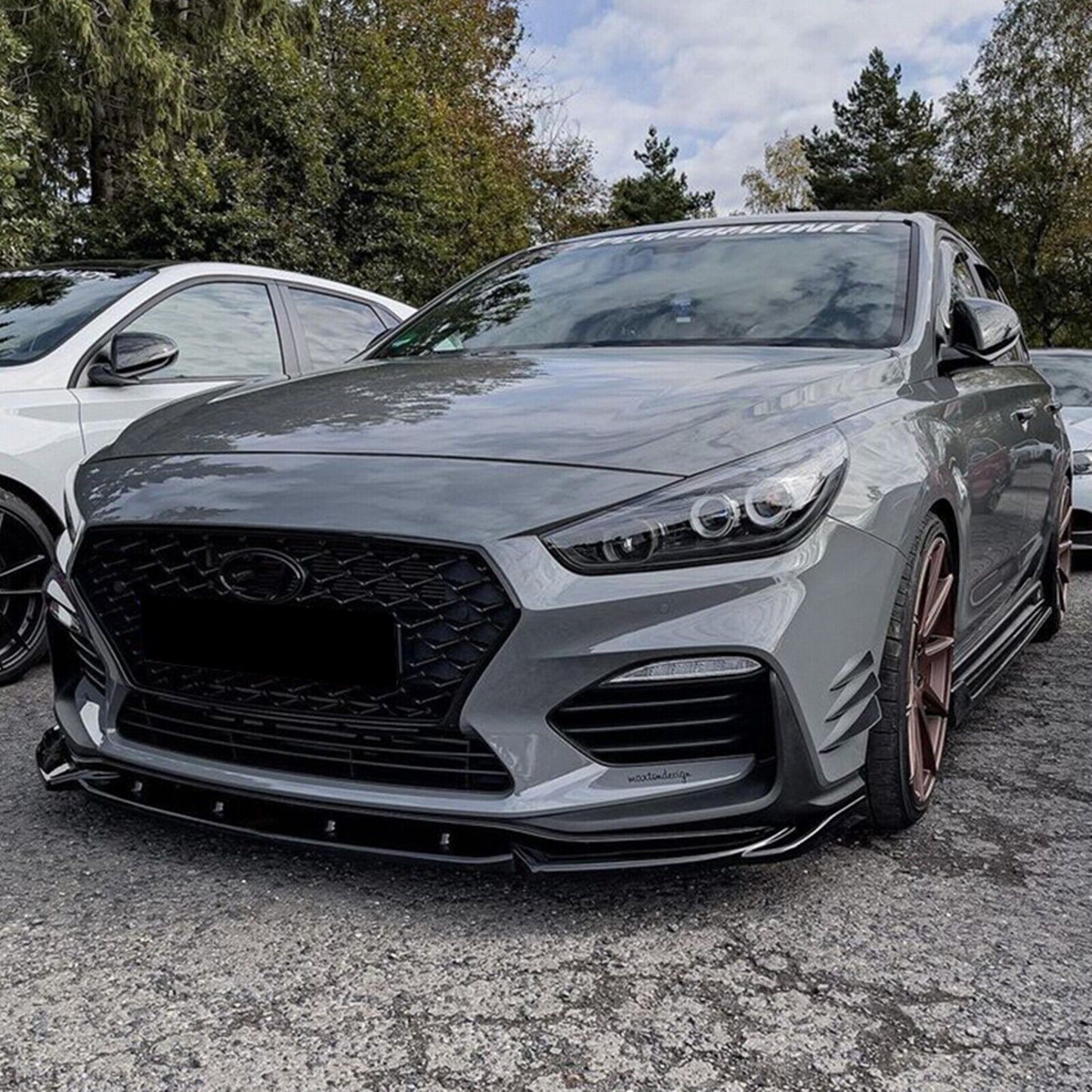Gloss Black Front Bumper Spoiler Lip Splitter fits Hyundai I30N MK3.5 2020-2022