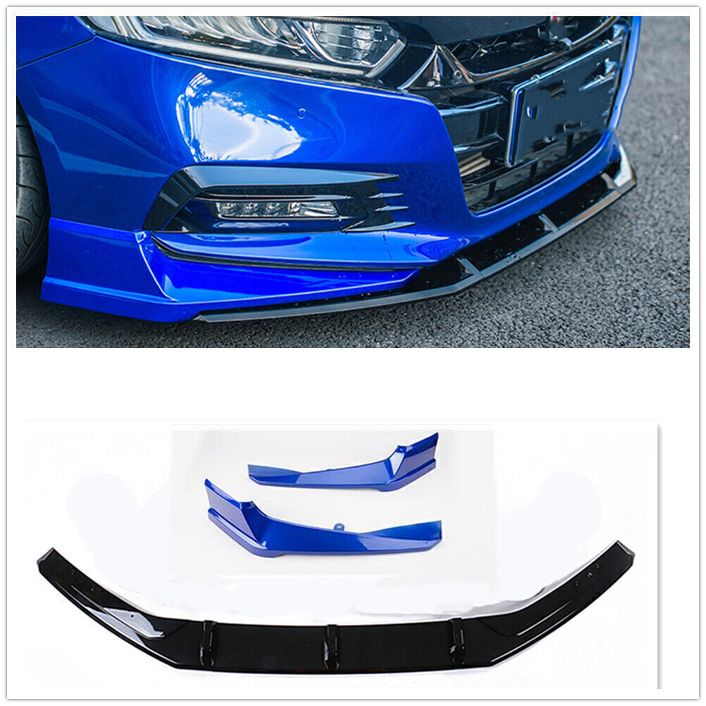 Front Bumper Spoiler Lip + Rear Tail Trunk Wing fits 10th Honda Accord Blue