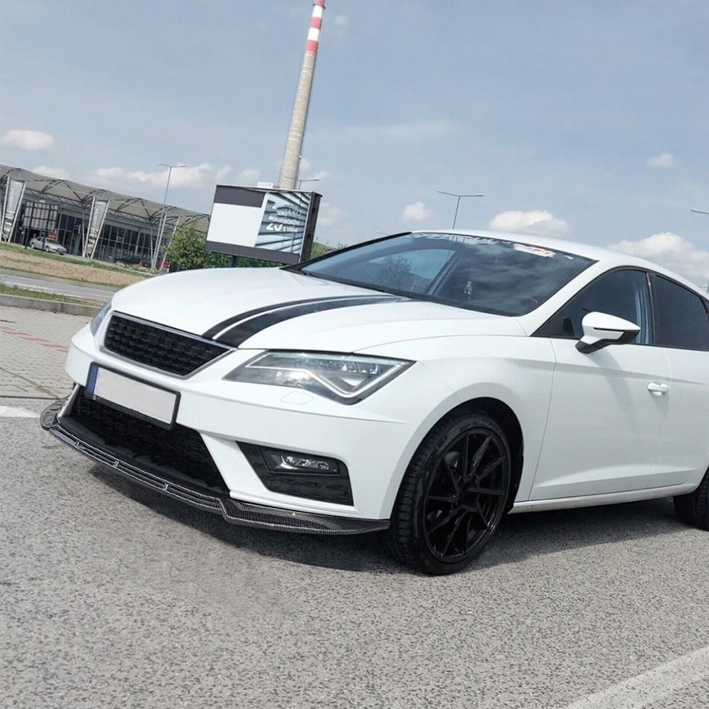 Gloss Black Front Bumper Spoiler Lip Splitter fits Seat Leon MK3.5 2017-2020