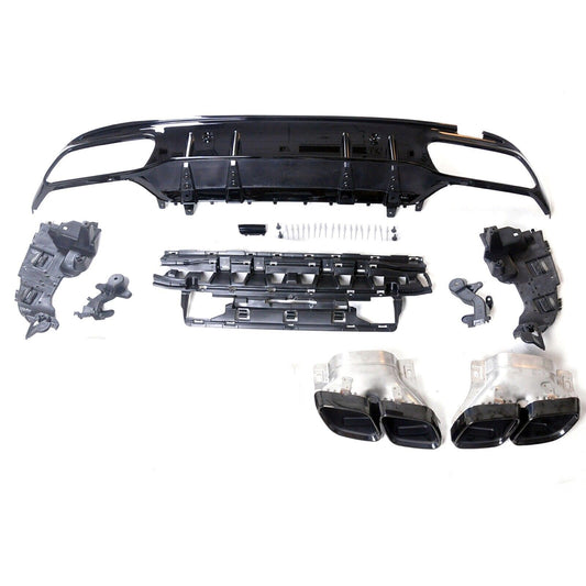 Rear Diffuser Exhaust Tips Black Body Kit fits Mercedes Benz W205 C Class 15-21