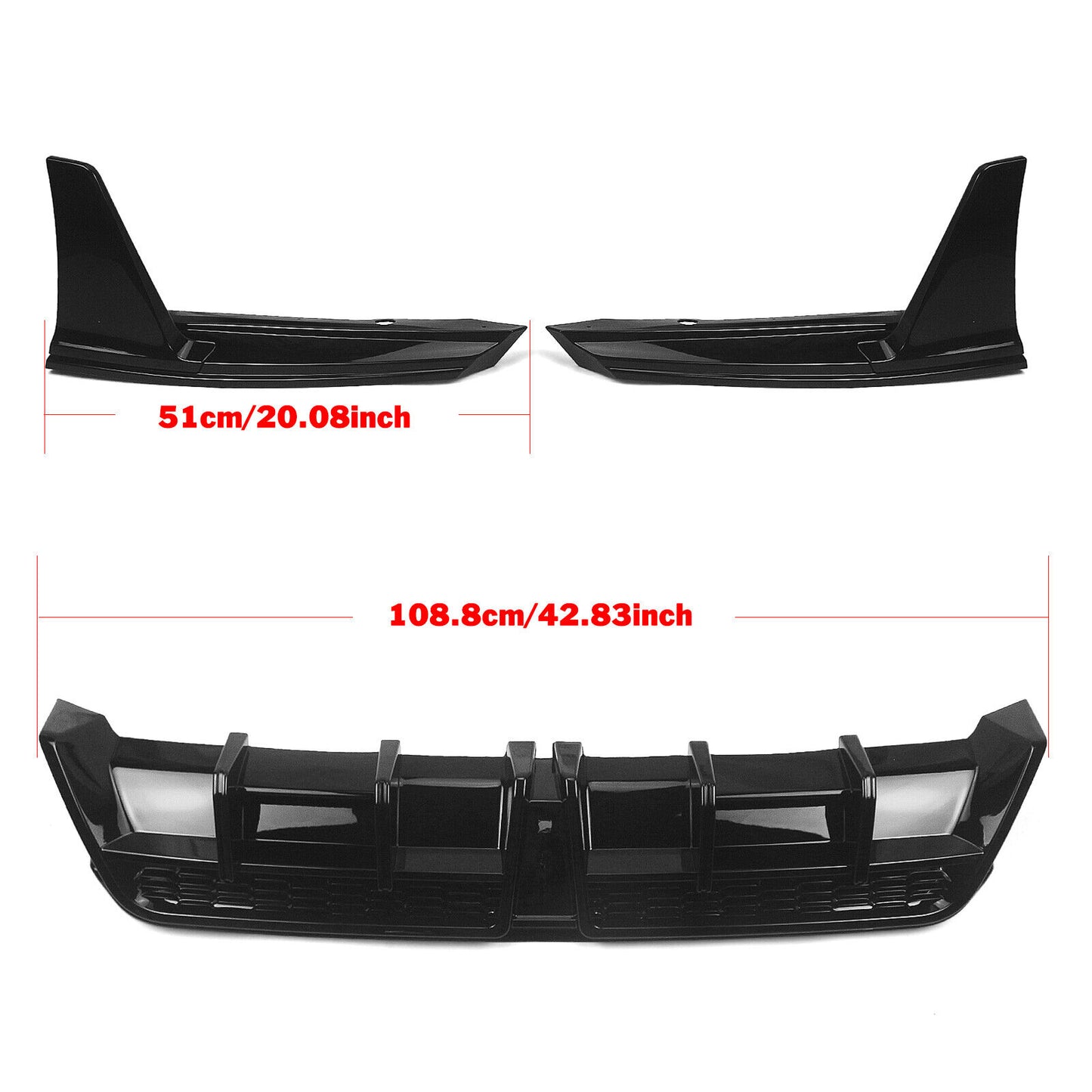 Gloss Black Rear Bumper Diffuser Lip W/Light fits Toyota Camry SE XSE 2018-2024