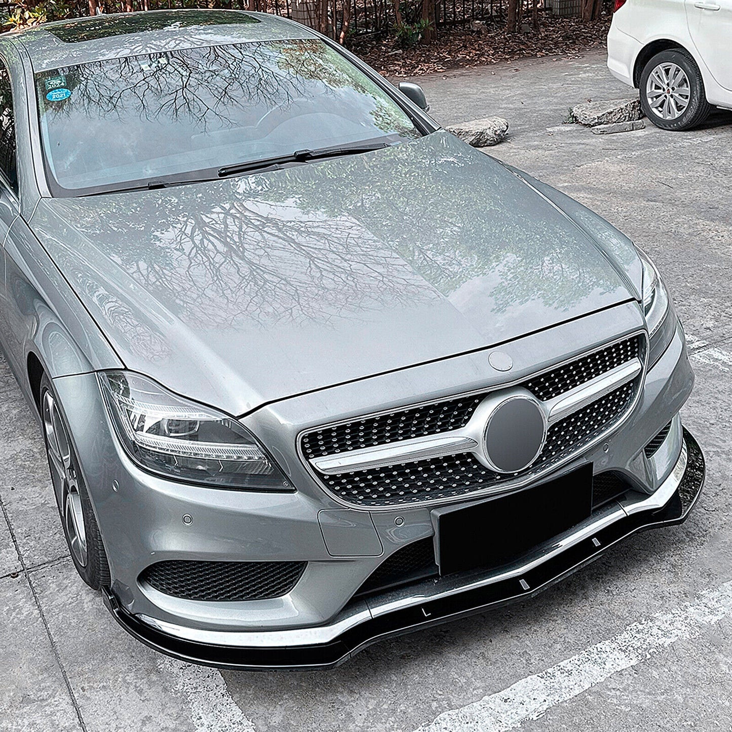 Front Bumper Spoiler Lip fits Benz CLS Class C218 X218 CLS550 14-17 Gloss Black