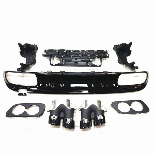 Rear Diffuser Exhaust Tips Black fits Mercedes Benz W205 C Coupe 4Dr 2015-21 C43