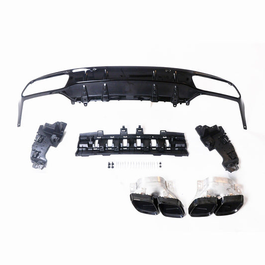 1Set Rear Diffuser Black Exhaust Pipe Kit fits Benz C Class Coupe W205 2015-2021