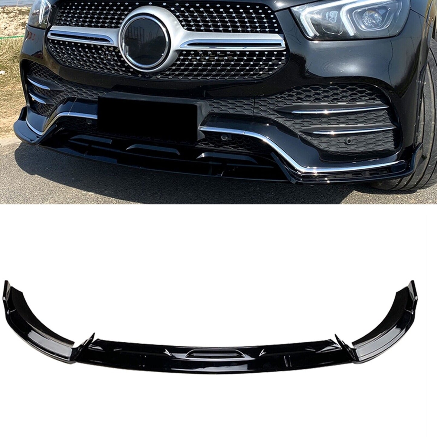 Front Bumper Spoiler Lip fits Mercedes Benz GLE Class W167 C167 20-23 Gloss Black