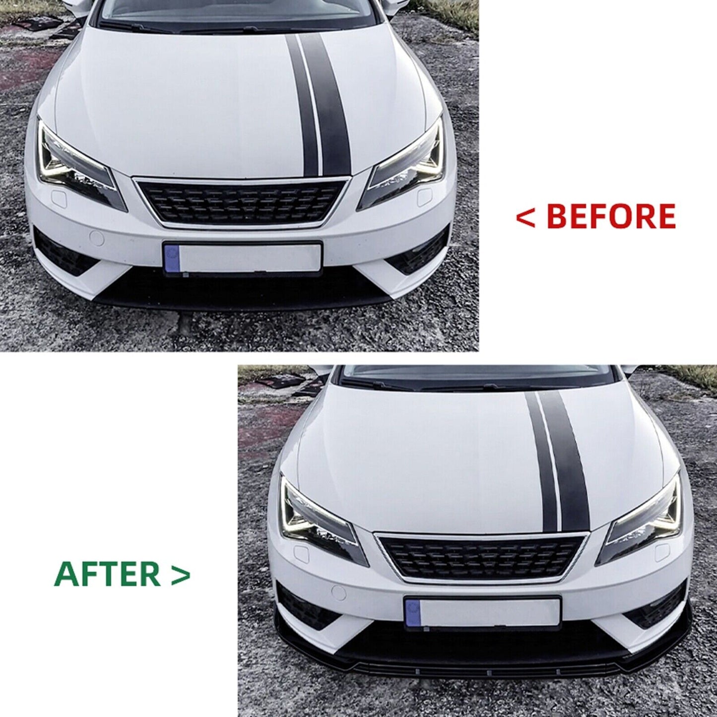 Gloss Black Front Bumper Spoiler Lip Splitter fits Seat Leon MK3.5 2017-2020