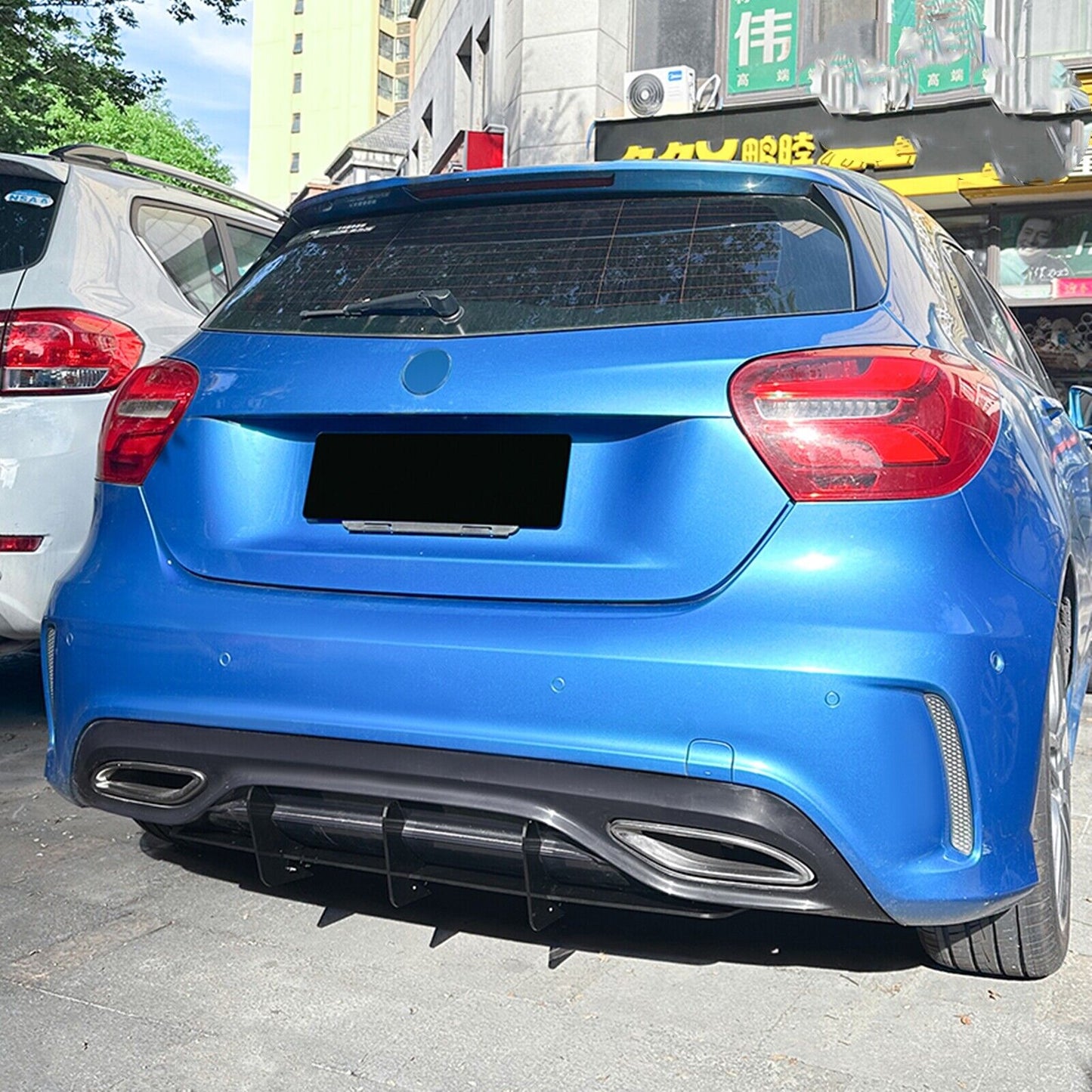 Gloss Black Rear Bumper Diffuser Shark Fin fits Benz A Class W176 16-18 AMG Line