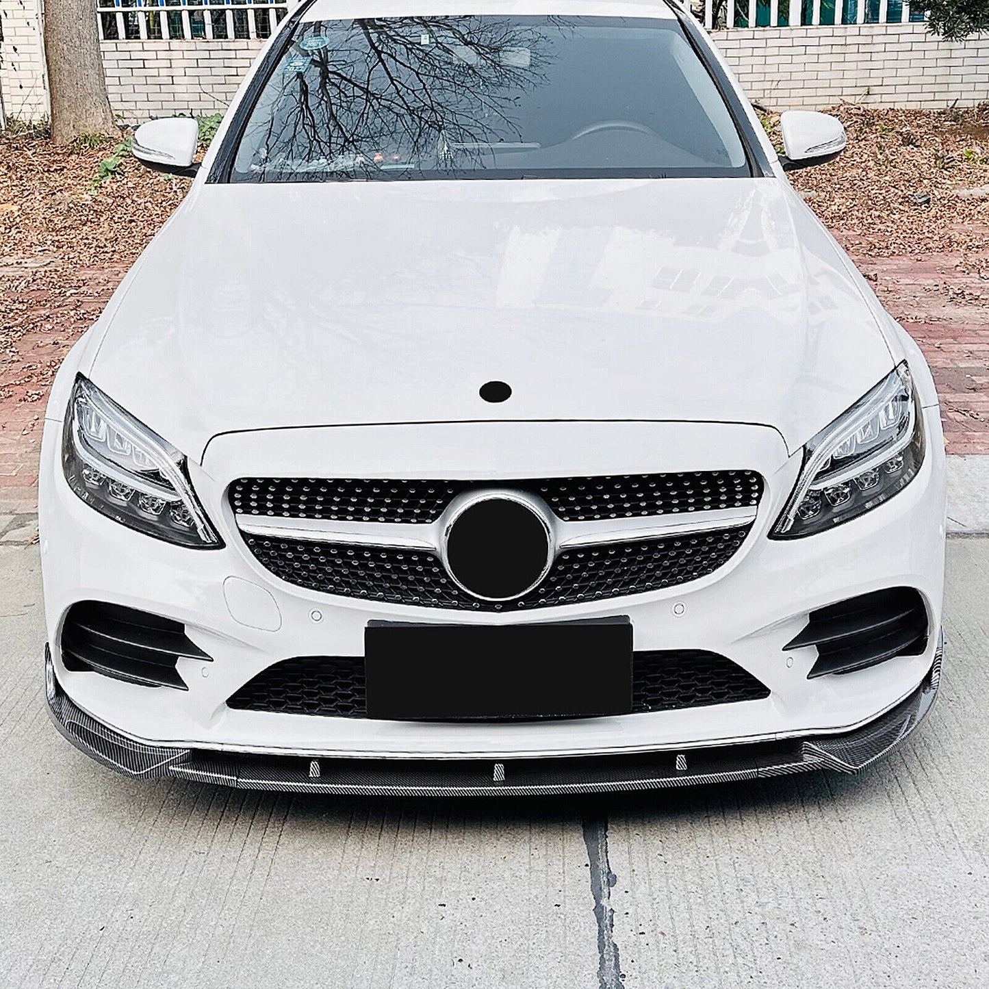 Carbon Style Front Spoiler Splitter Lip fits Mercedes Benz C Class W205 2019-2021