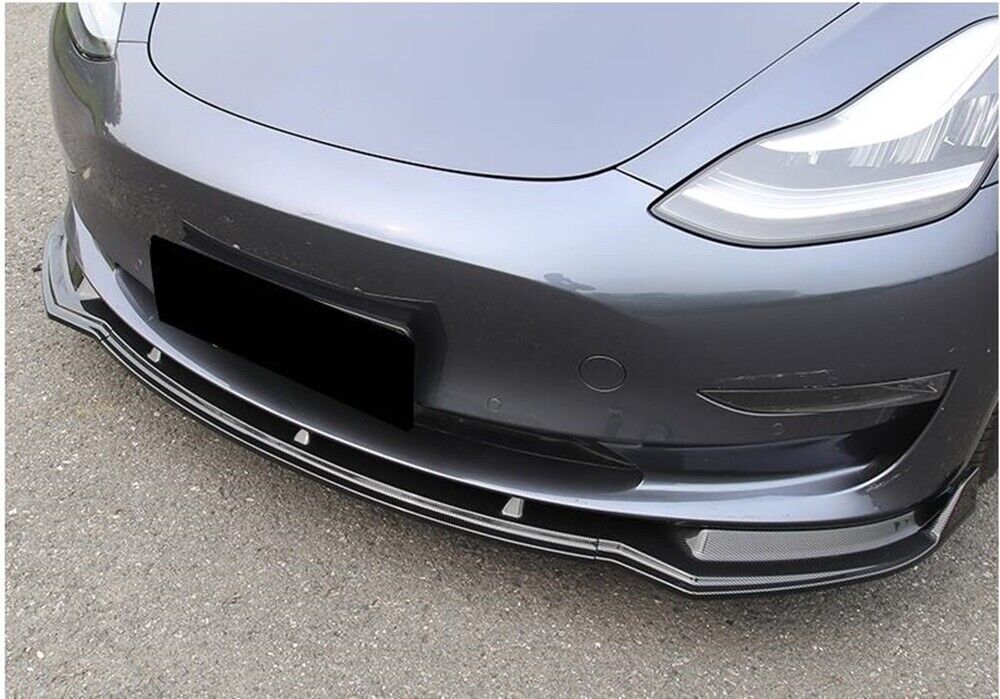 fits Tesla Model 3 2017-2023 Front Bumper Spoiler Splitter Lip Carbon Fiber Look