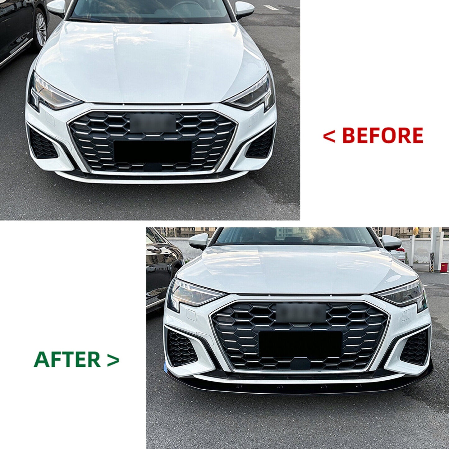 Carbon Fiber Look Front Bumper Spoiler Lip Splitter fits Audi A3 8Y S3 2021-UP