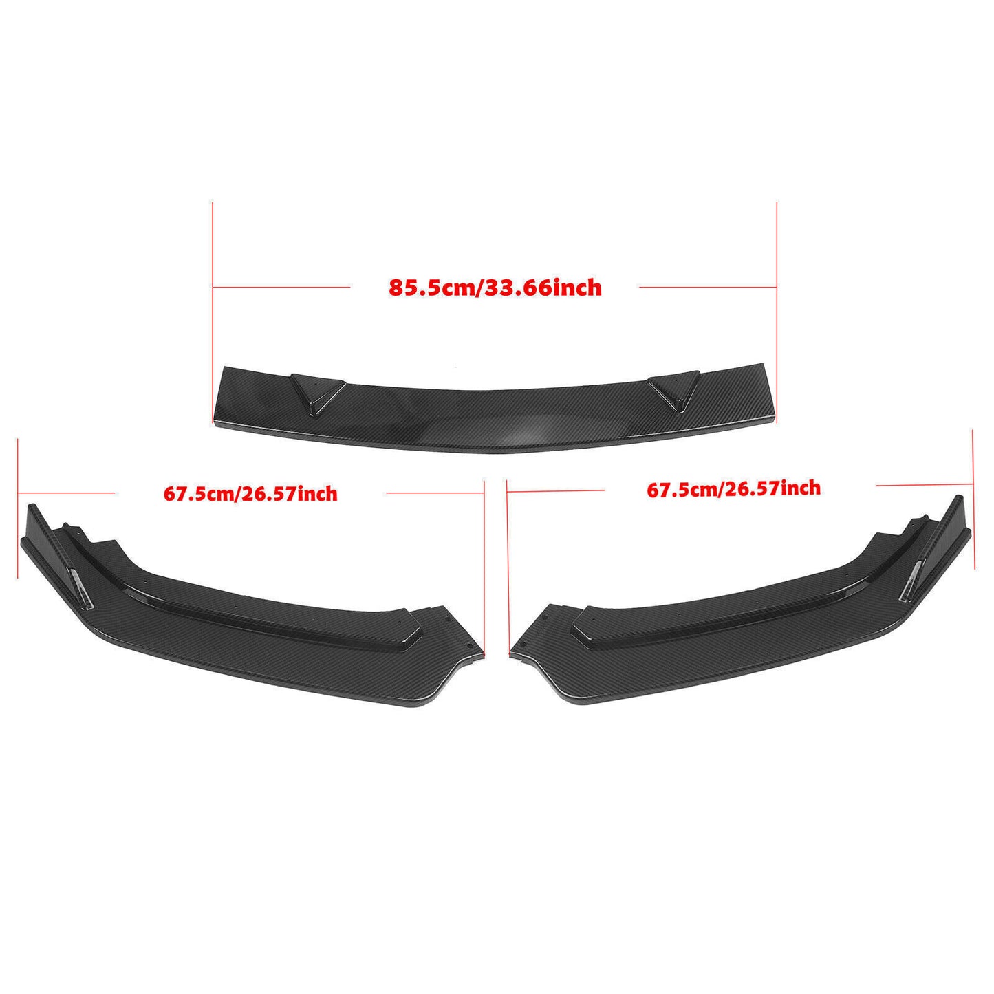 3pcs Front Bumper Spoiler Lip Kit fits Infiniti Q60 2017-2022 Carbon Fiber Style