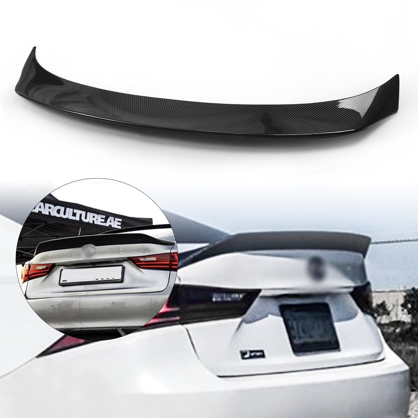 Carbon Fiber Black Rear Trunk Spoiler Lip fits Lexus IS250 IS350 IS300 2014-2020