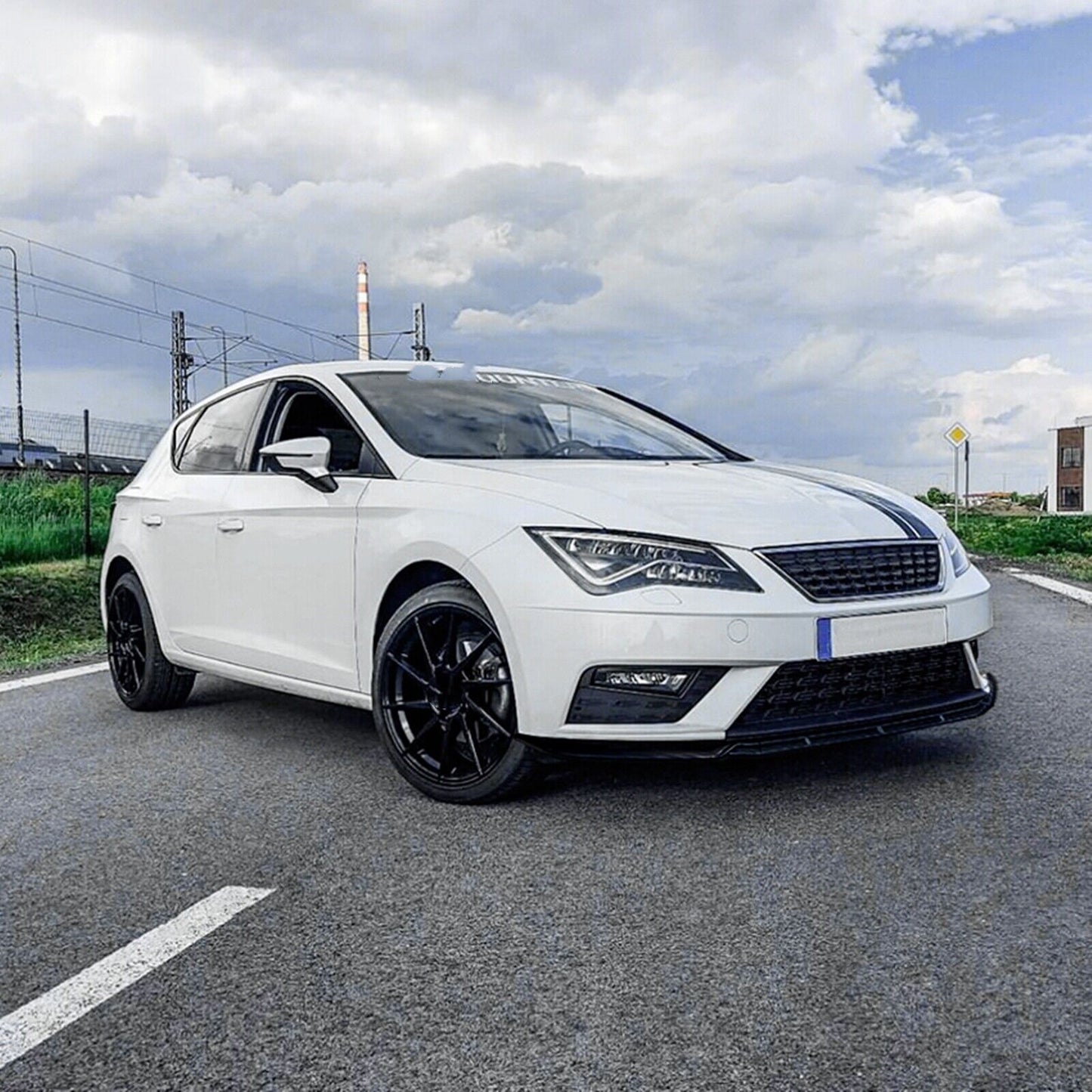 Gloss Black Front Bumper Spoiler Lip Splitter fits Seat Leon MK3.5 2017-2020