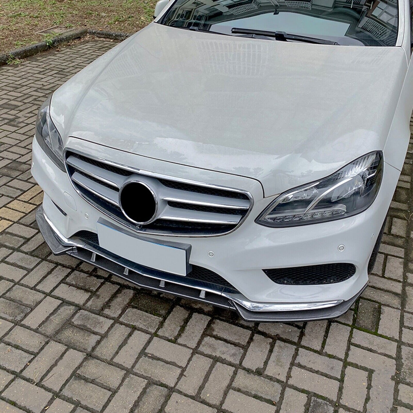 fits Mercedes Benz W212 Sport 13-15 Carbon Fiber Look Front Spoiler Lip Splitter