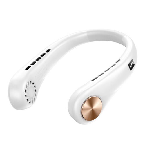 Neck Air Cooling Fan Portable Cooler Bladeless USB Rechargeable Neckband White