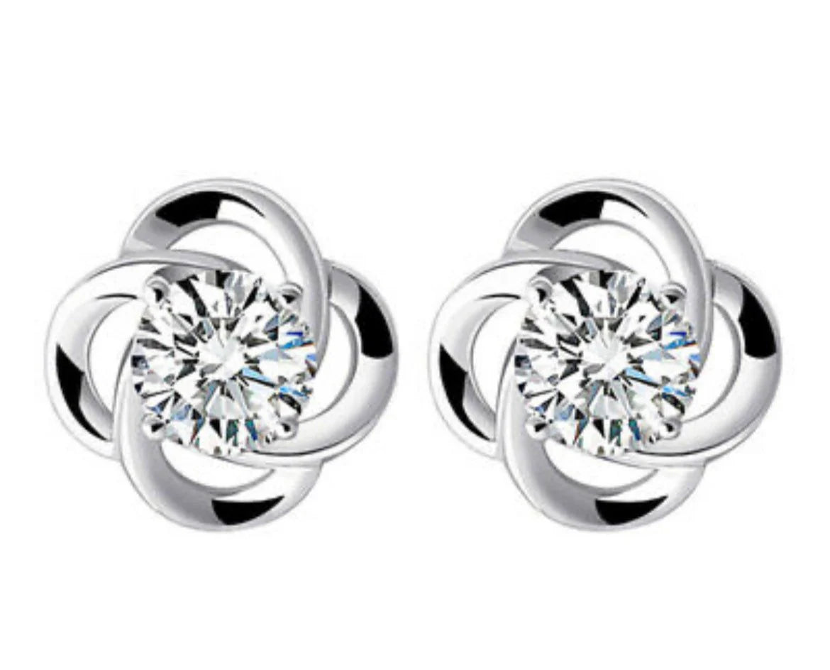 Crystal Swirl Stone Stud Earrings 925 Sterling Silver Women’s Jewellery Gift Uk Christmas gift Birthday gift valentines gift