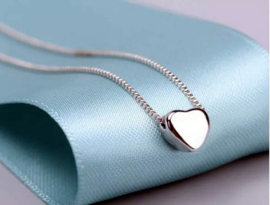 Heart Charm Pendant 925 Sterling Silver Chain Necklace Women Jewellery Gift