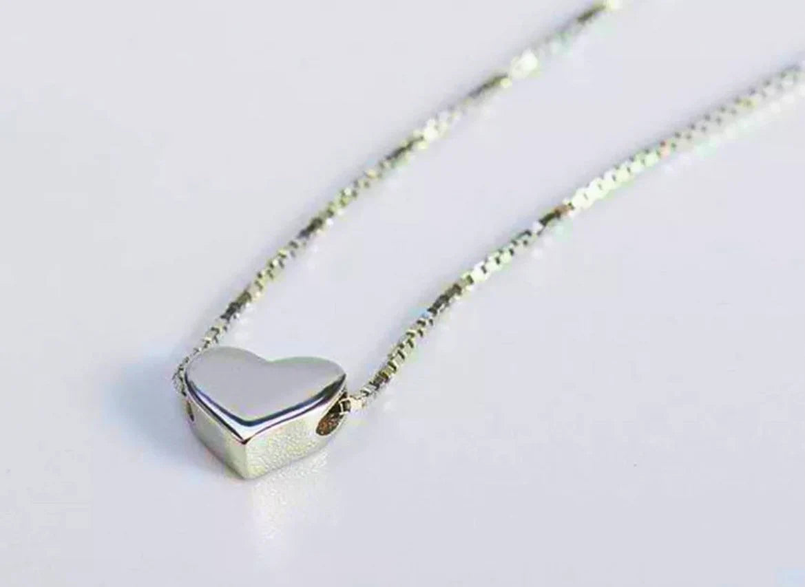 Heart Charm Pendant 925 Sterling Silver Chain Necklace Women Jewellery Gift