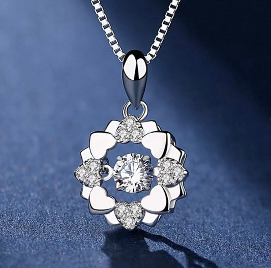 Heart Overlay Pendant 925 Sterling Silver Chain Necklace Womens Jewellery Gift