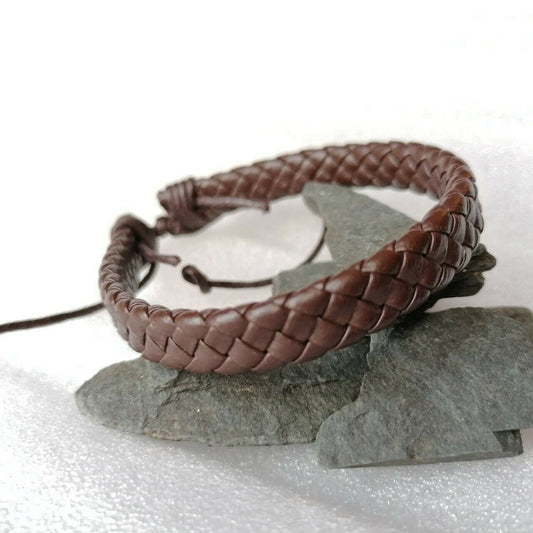 Luxury Brown leather unisex adjustable designer bracelet jewellery accessory men's man's