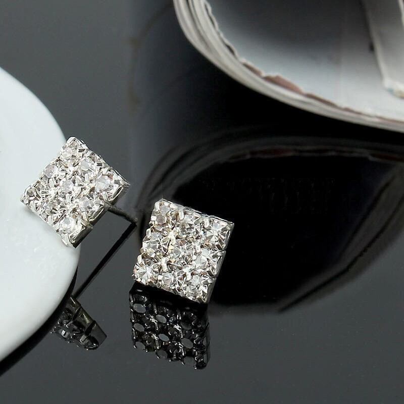 Men’s Boy’s  RONALDO 18ct White Gold Plate Cubic Zirconia Crystal Earrings