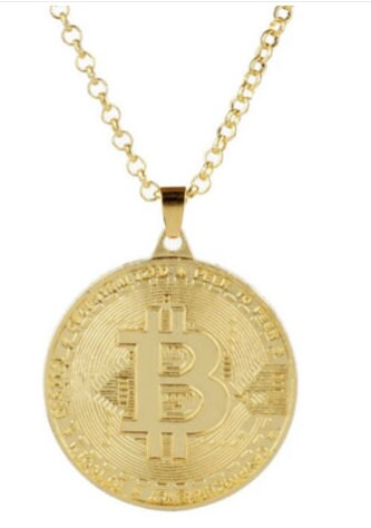 Bitcoin Gold Coloured Chain Necklace Pendant