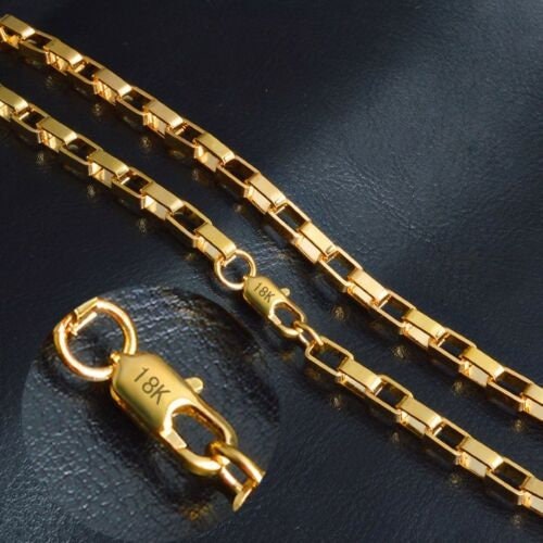 Stamp real18K gold filled mens/unisex chain necklace 20"6 mm gf60 xmas gift