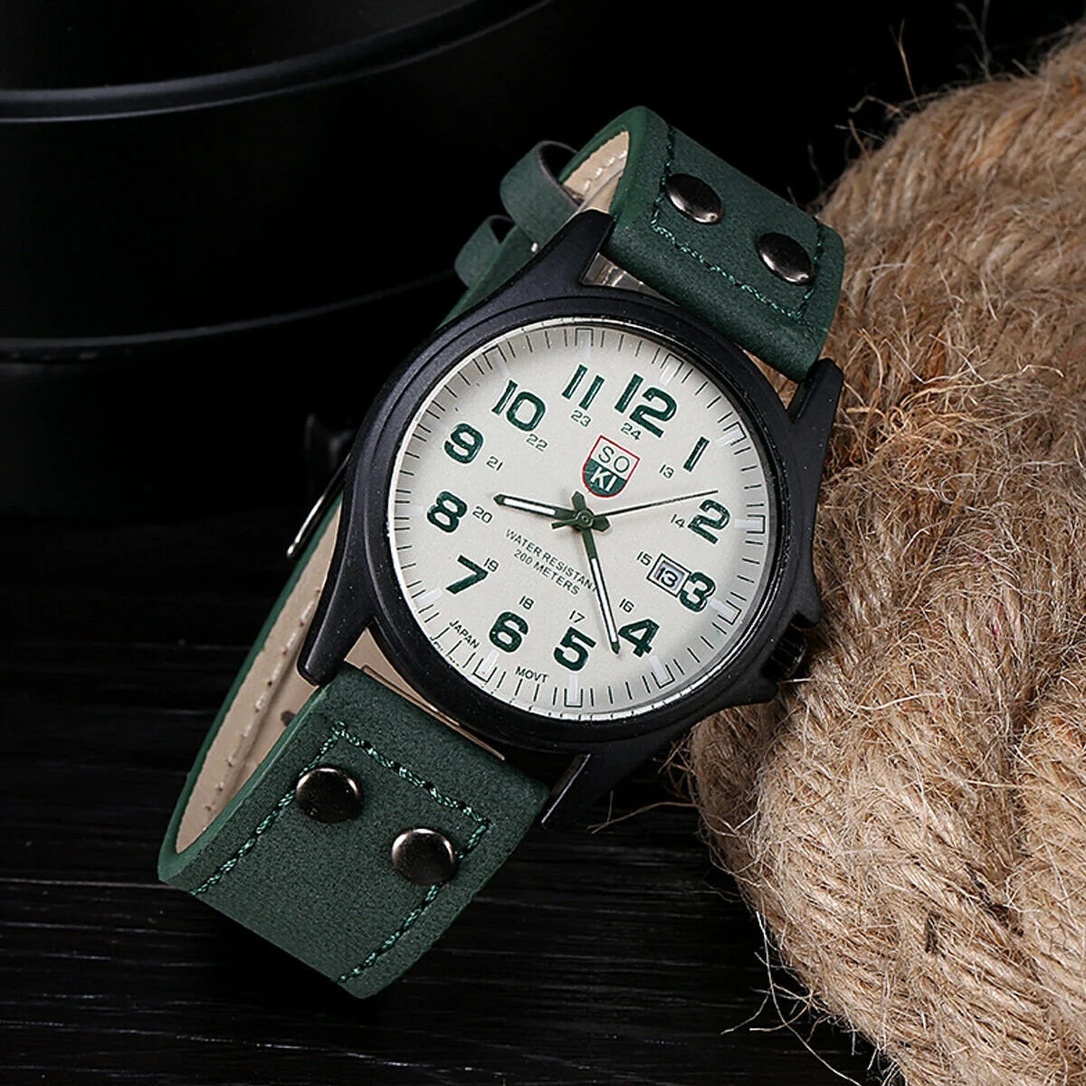 Men’s Military Leather Casual Dress Wrist Watches Date Quartz Analog Army UK