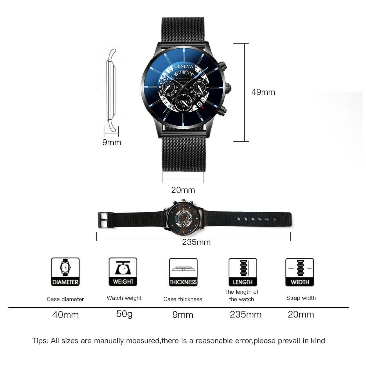 Mens Army Military Stainless Steel Wrist Watch Quartz Date Analog Sports Watches