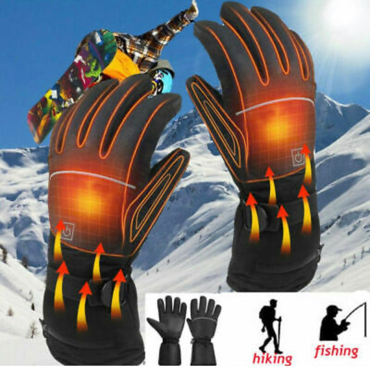 Pairs Motorcycle Motorbike Heated Gloves Winter Warm Battery Electric Waterproof